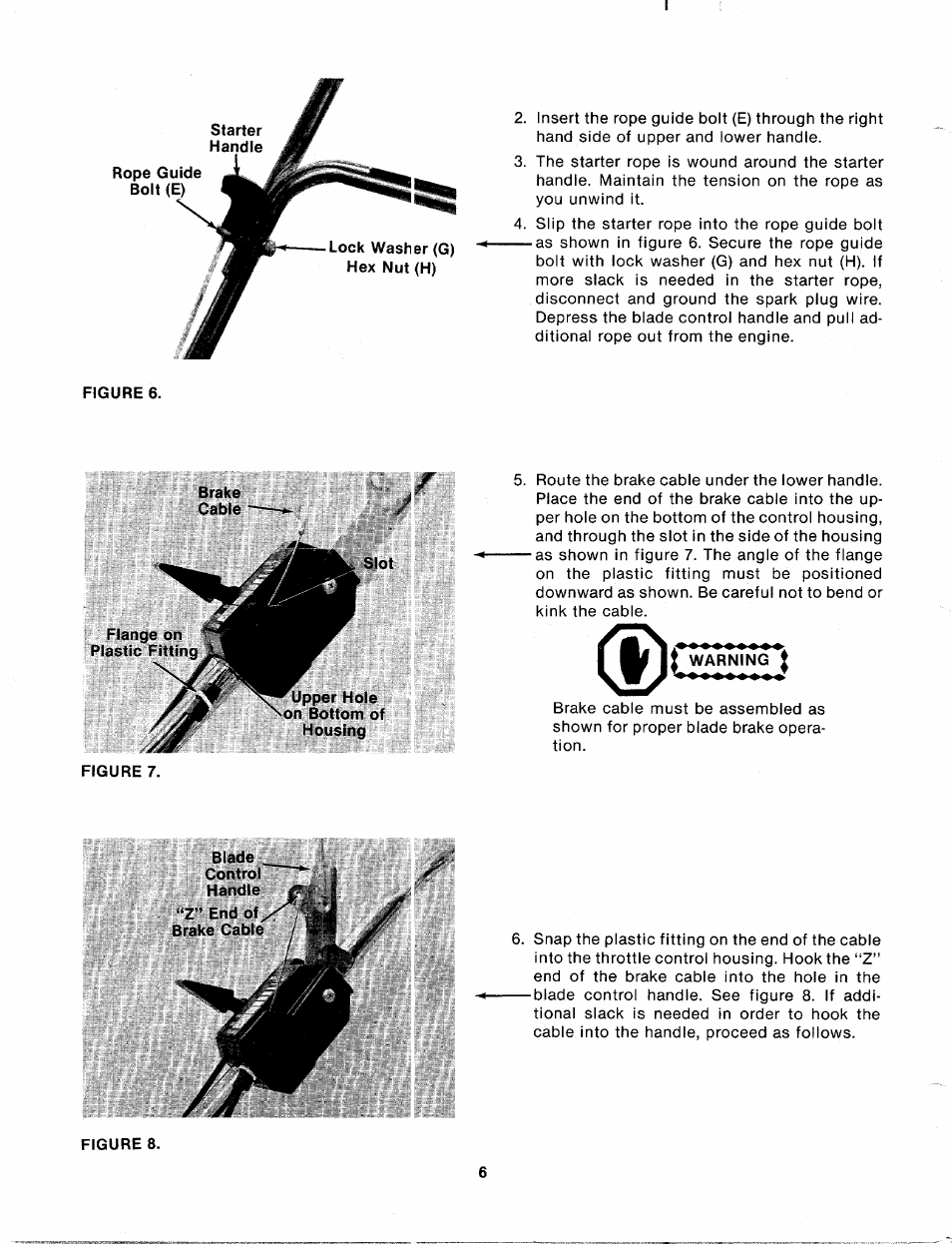 Figure 6, Brake, J warning j | Blade | MTD 114-050-000 User Manual | Page 6 / 19