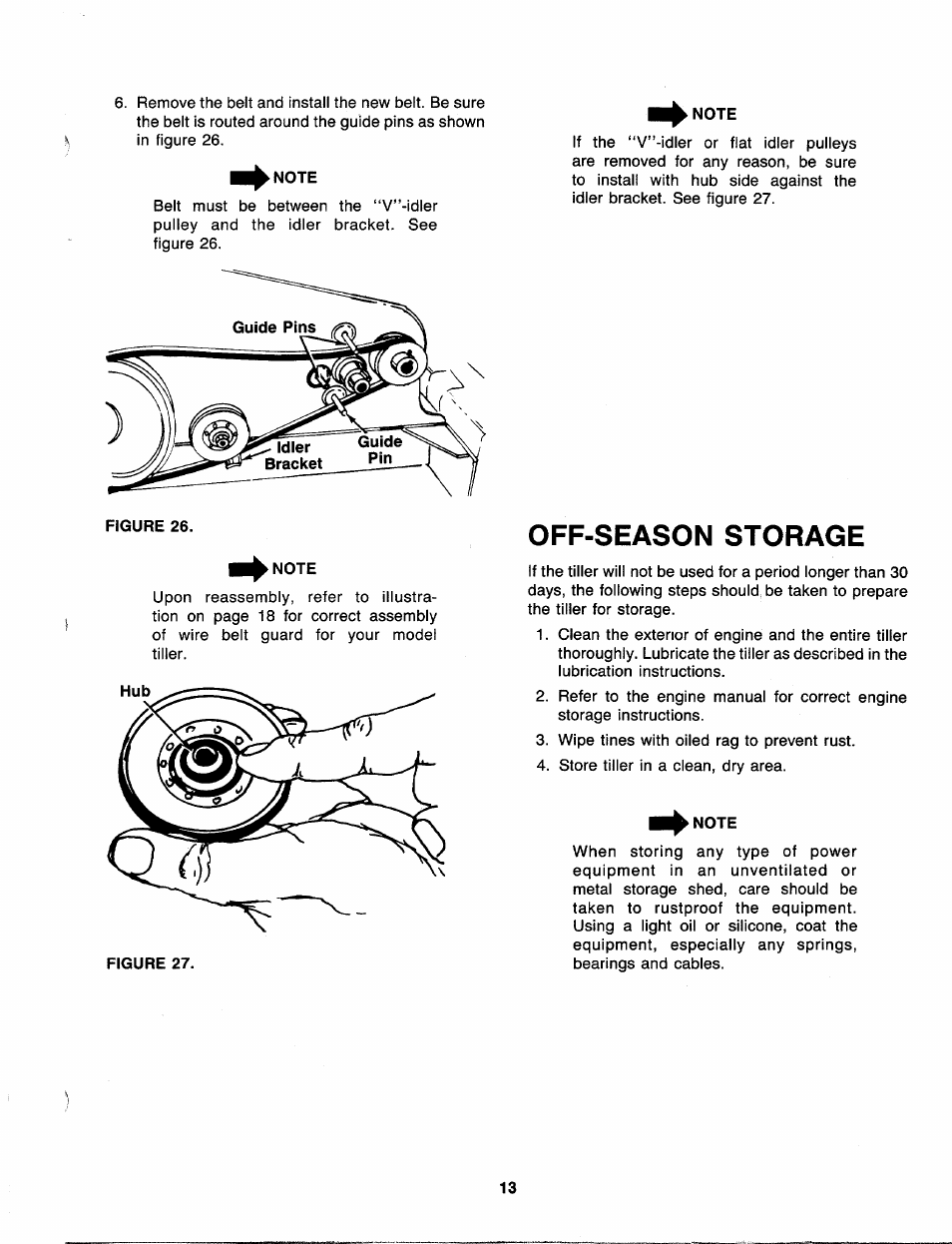 Note, Off-season storage | MTD 218-402-000 User Manual | Page 13 / 23