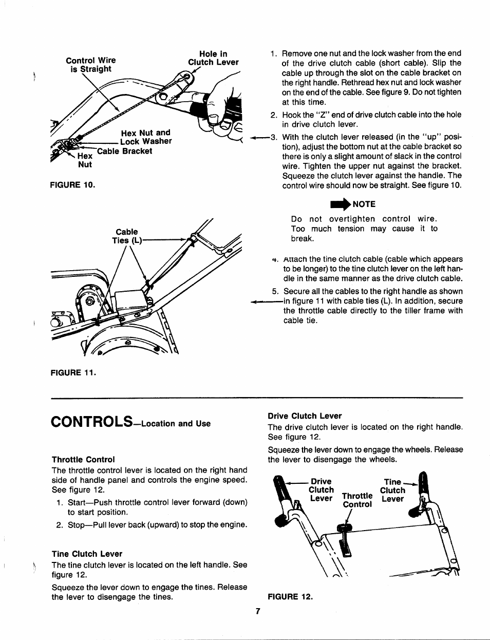 Note, Controls, Throttle control | Drive clutch lever | MTD 218-402-000 User Manual | Page 7 / 23