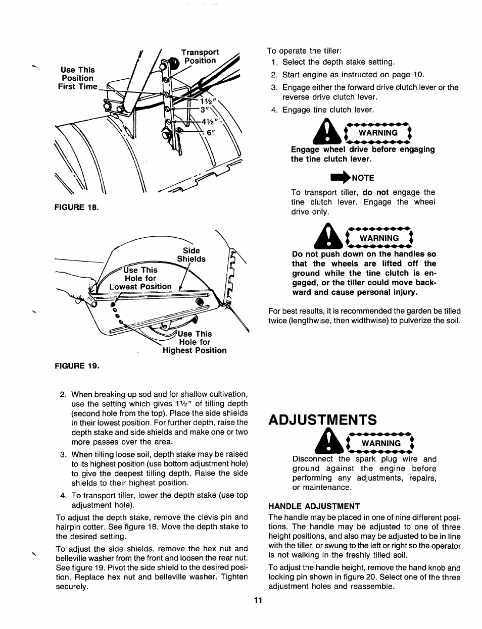 Adjustments at | MTD 219-406-000 User Manual | Page 11 / 24