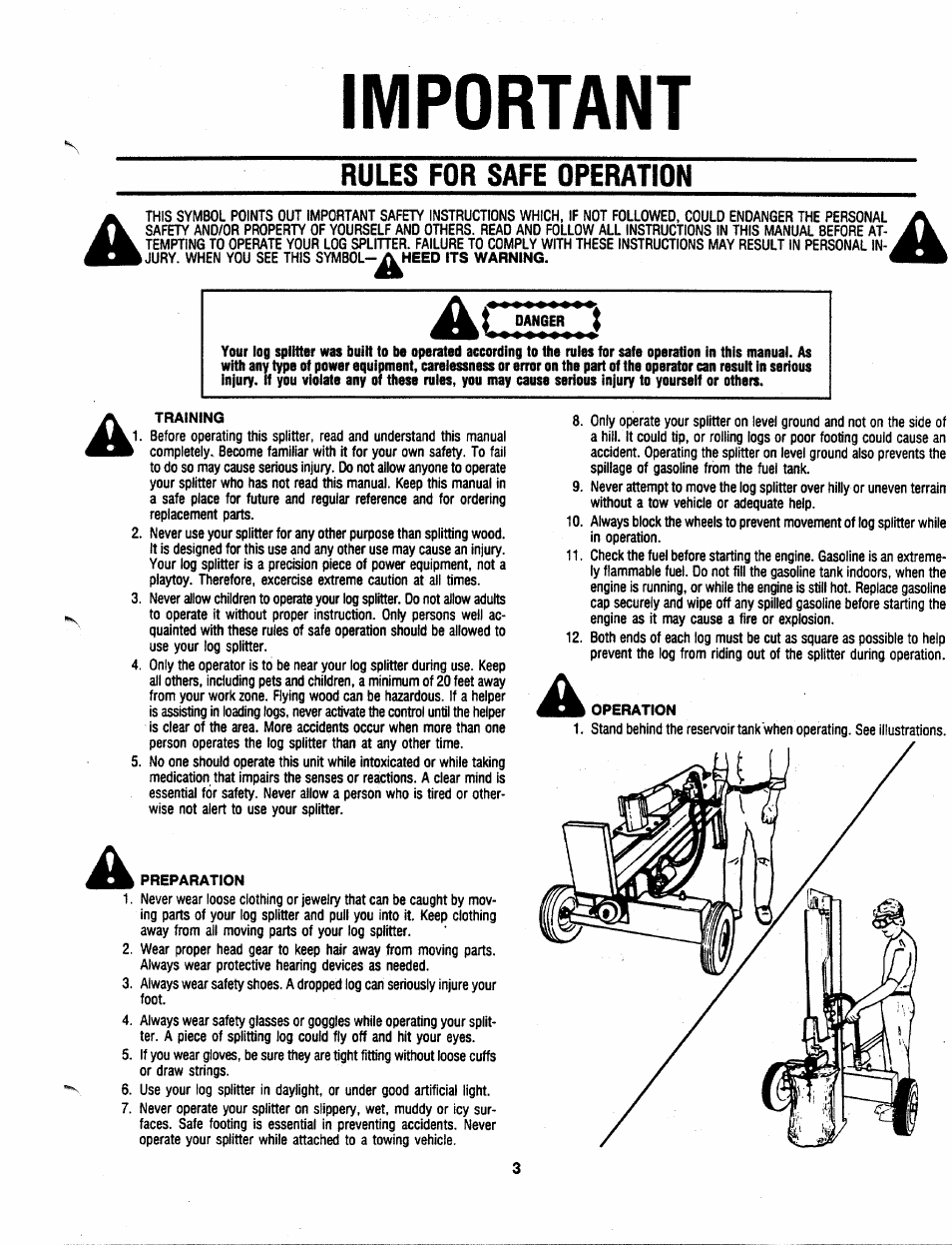 Important, Rules for safe operation | MTD 241-521-000 User Manual | Page 3 / 18