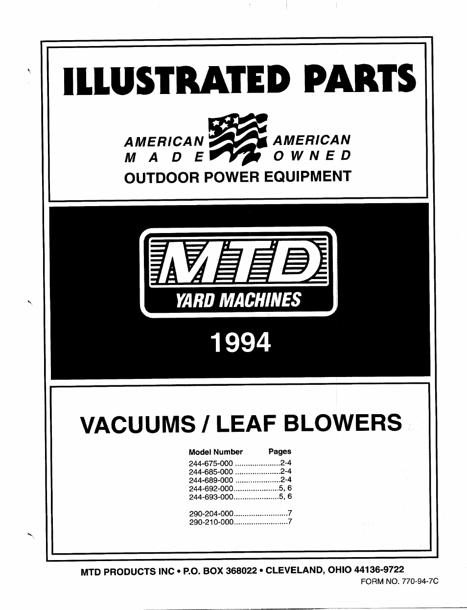 MTD 244-689-000 User Manual | 7 pages