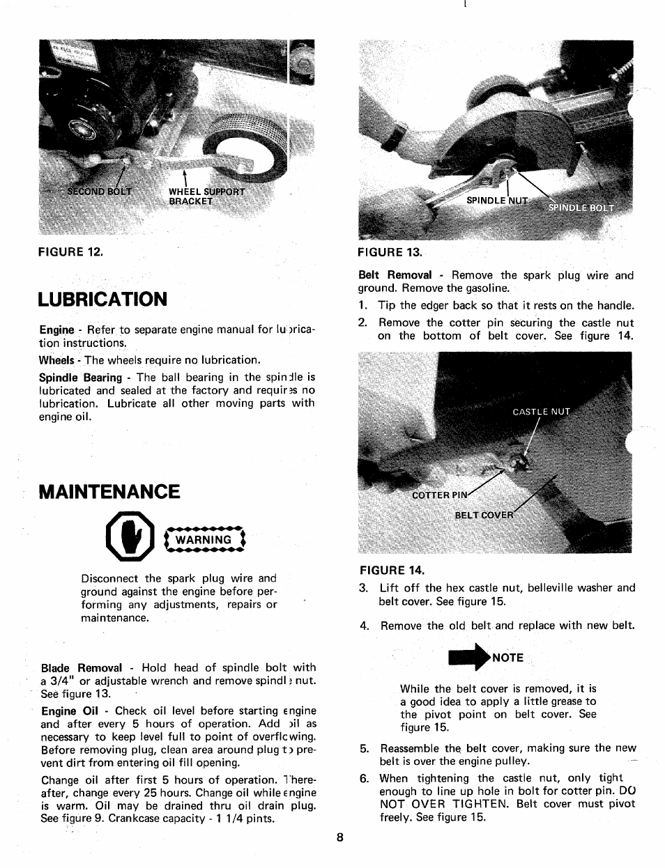 Figure 12, Lubrication, Maintenance | Warning | MTD 24596L User Manual | Page 8 / 12