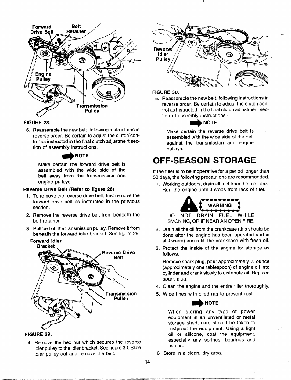 Note, Off-season storage | MTD 219-381-000 User Manual | Page 14 / 24