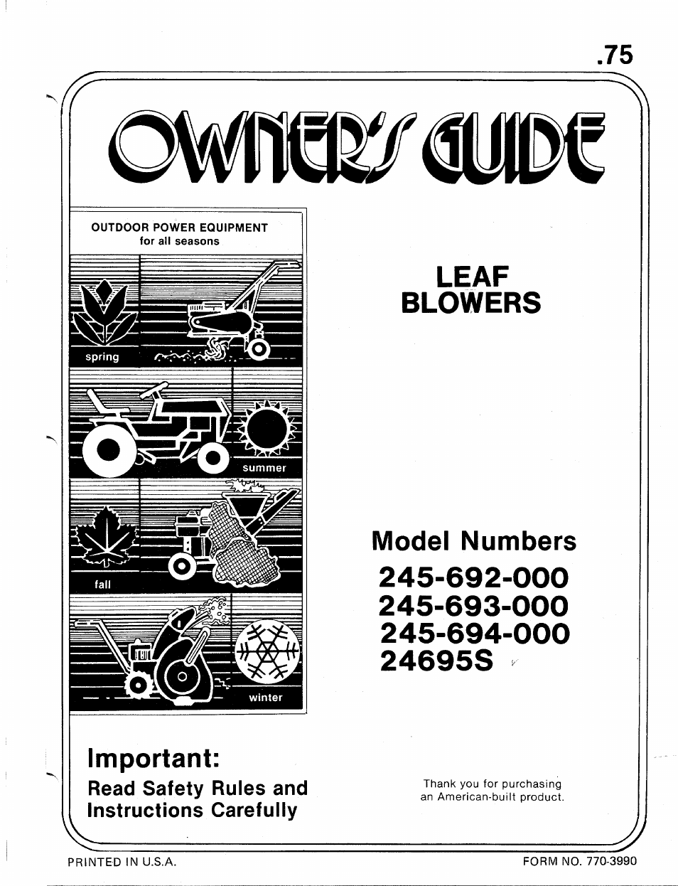MTD 24695S User Manual | 12 pages