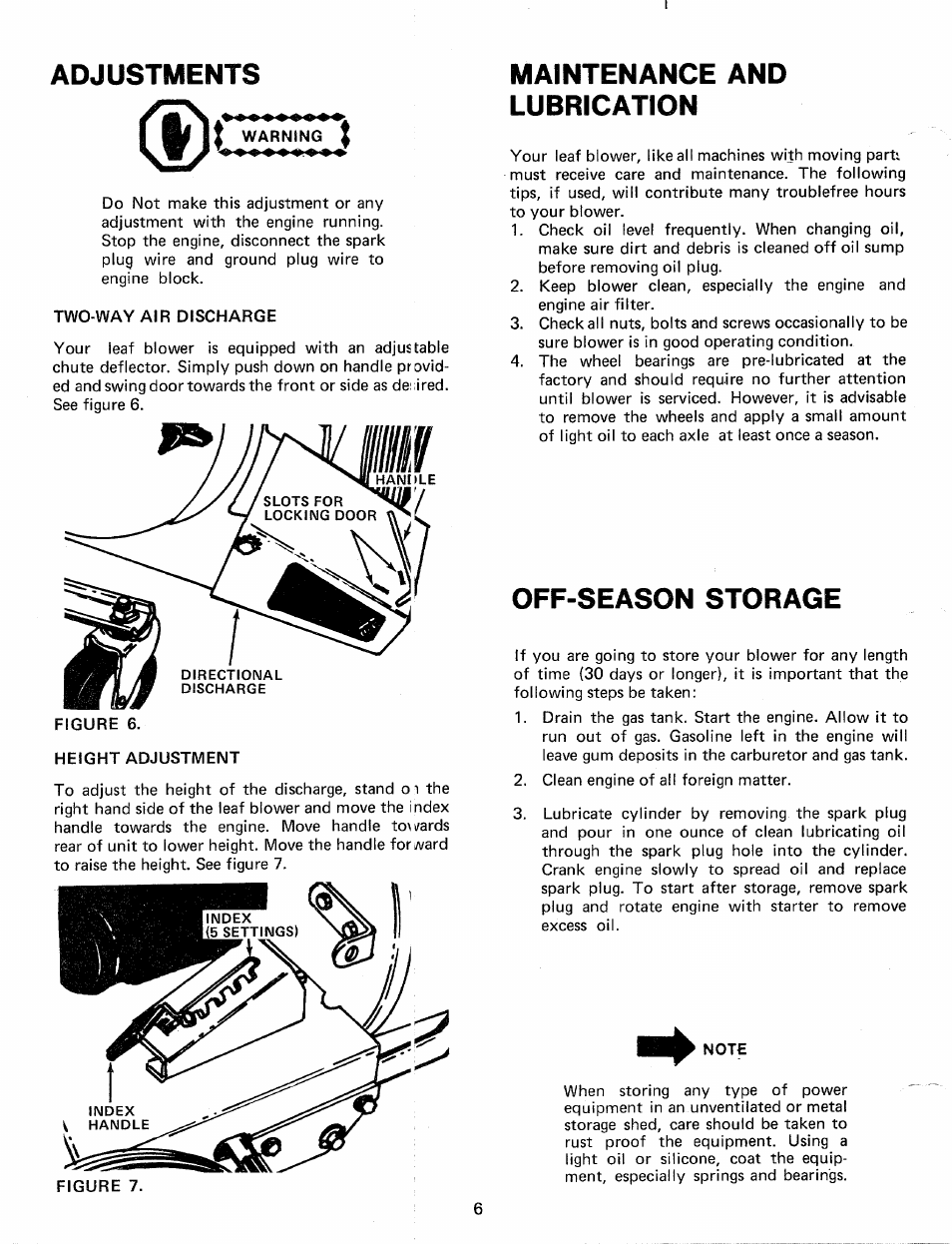 Adjustments, Maintenance and lubrication, Off-season storage | MTD 24695S User Manual | Page 6 / 12
