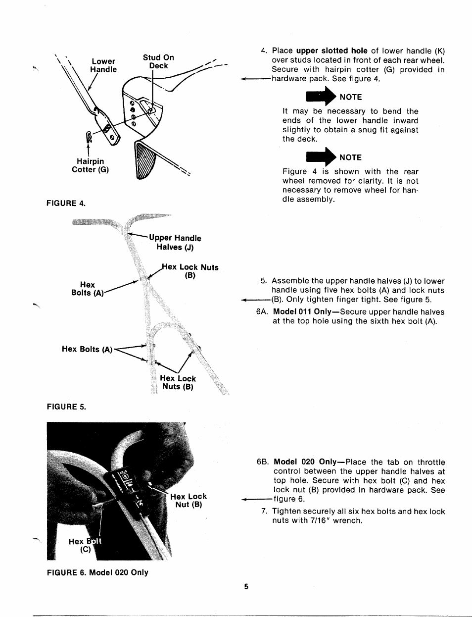 Note, Hex lock nuts (b), Hex bolts (a) | Figure 5 | MTD 112-020A User Manual | Page 5 / 12