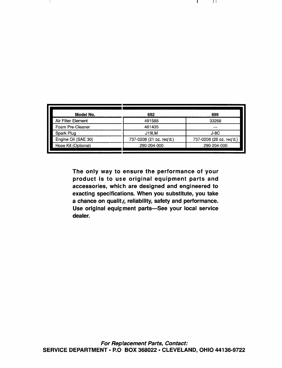 MTD 692 thru 699 User Manual | Page 8 / 8