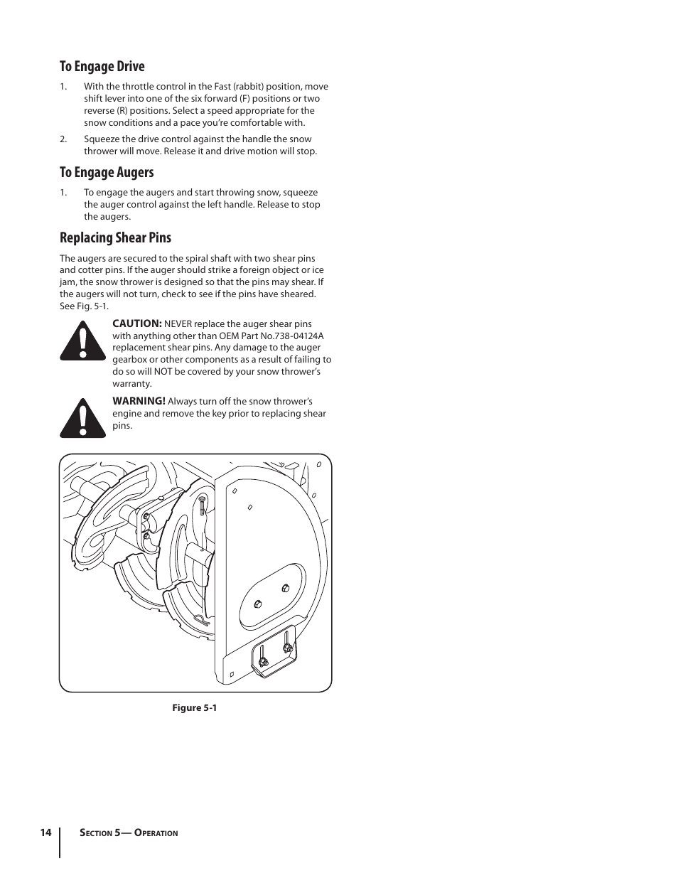 Replacing shear pins | MTD H Style 600 Series User Manual | Page 14 / 24