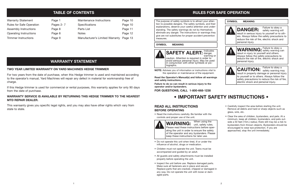 MTD 22K User Manual | Page 2 / 44