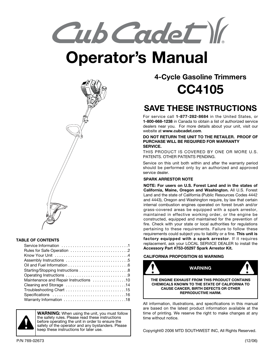 MTD CC4105 User Manual | 56 pages