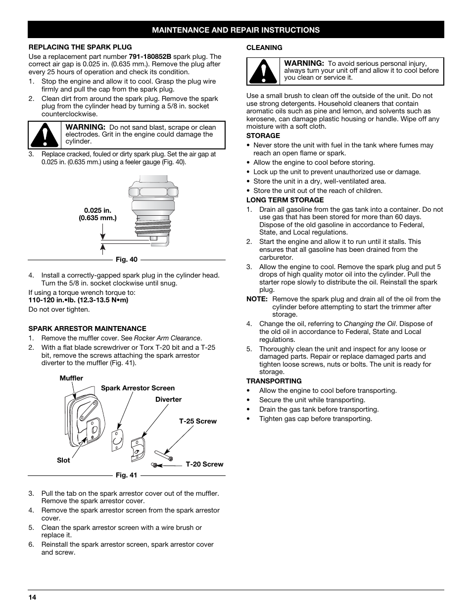 MTD CC4105 User Manual | Page 14 / 56