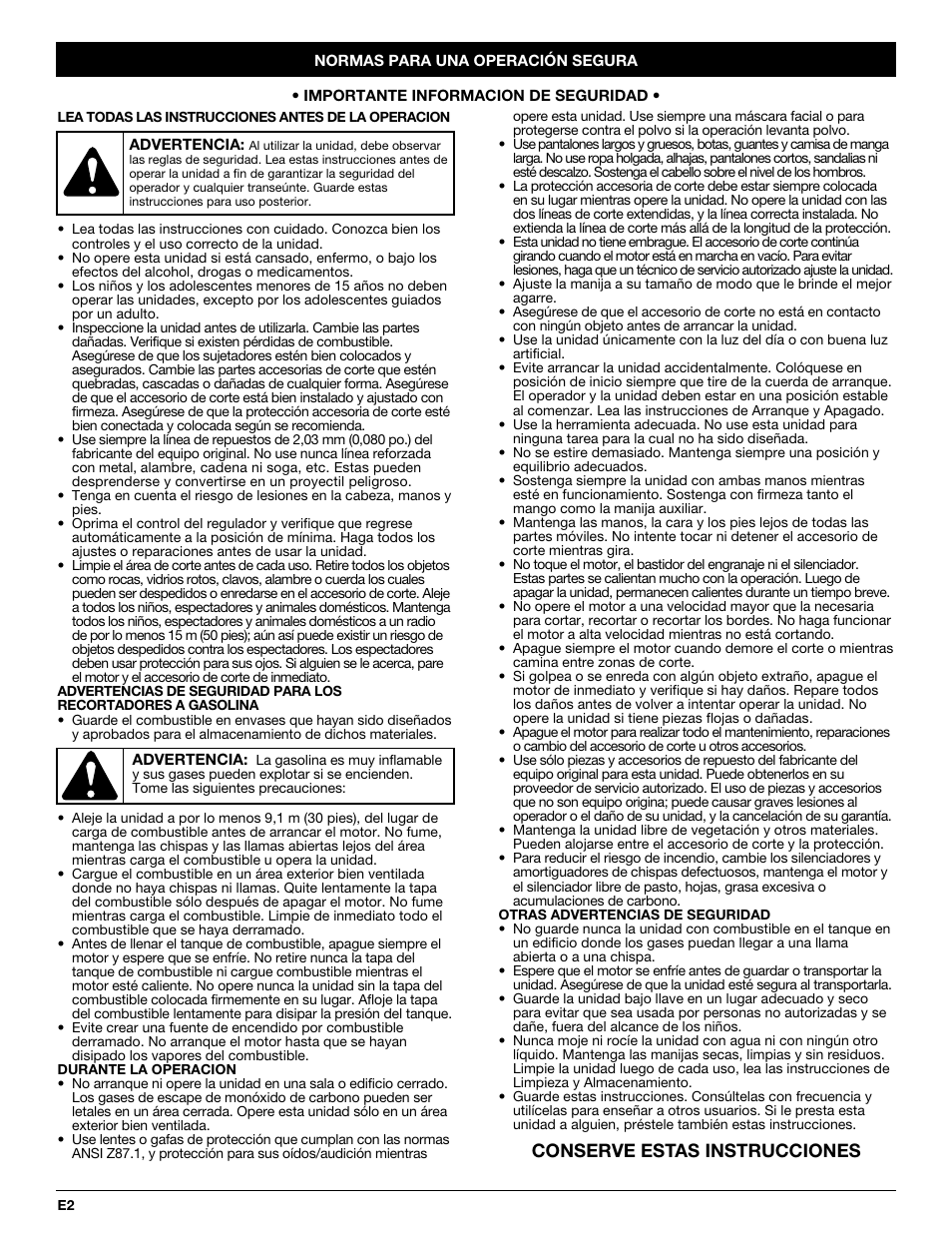 Conserve estas instrucciones | MTD CC4105 User Manual | Page 38 / 56