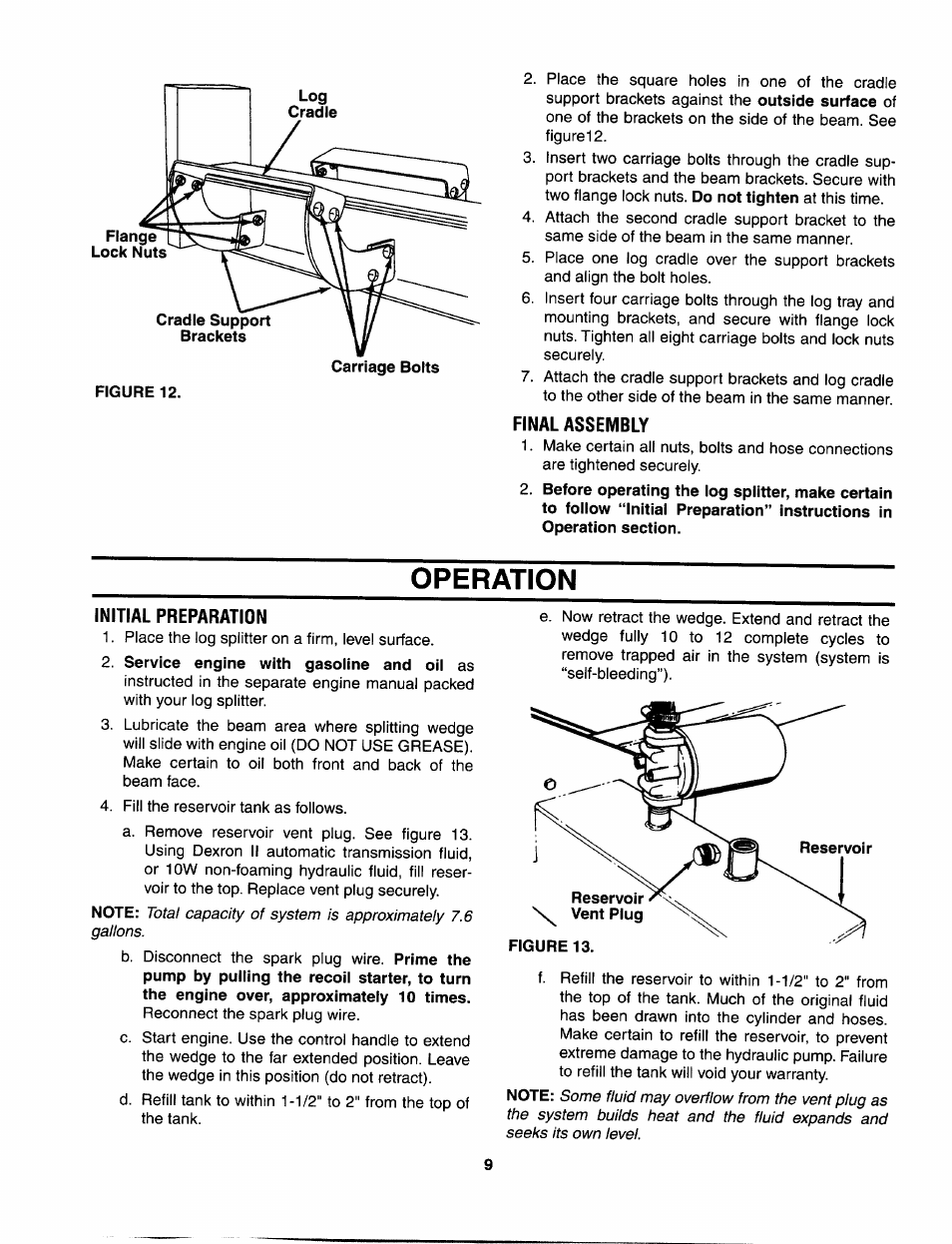 Final assembly, Operation, Initial preparation | Service engine with gasoline and oil as | MTD 556 User Manual | Page 9 / 20