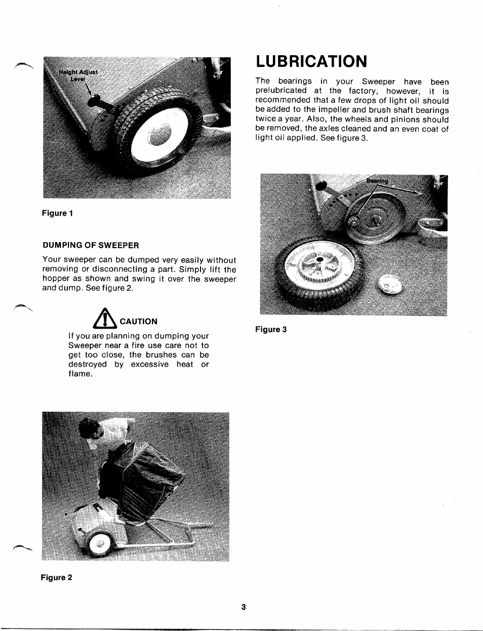 Dumping of sweeper, Lubrication, Figure 3 | MTD TMO-285A User Manual | Page 3 / 6