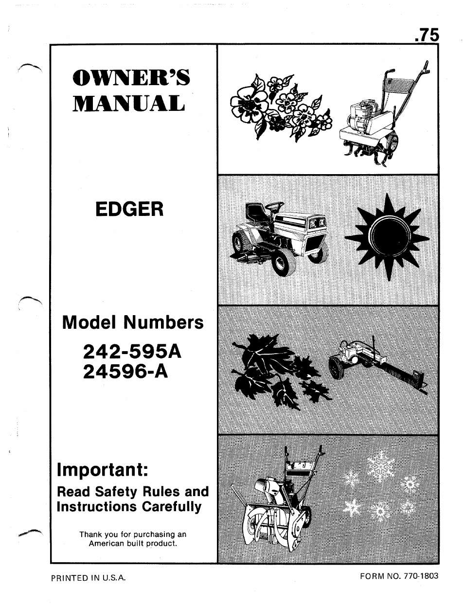 MTD 242-595A User Manual | 12 pages