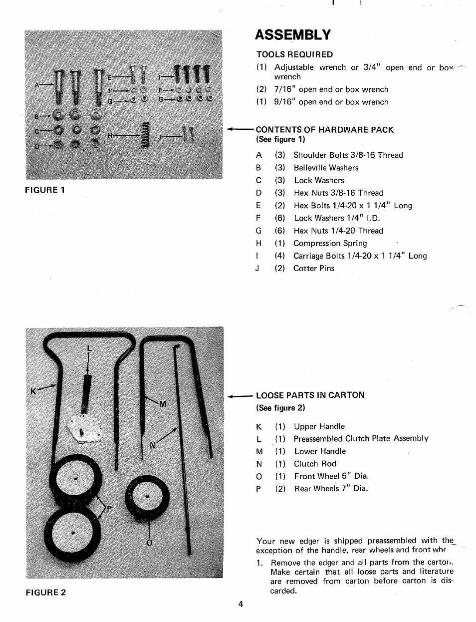 Assembly, Figure 1, Tools required | MTD 242-595A User Manual | Page 4 / 12