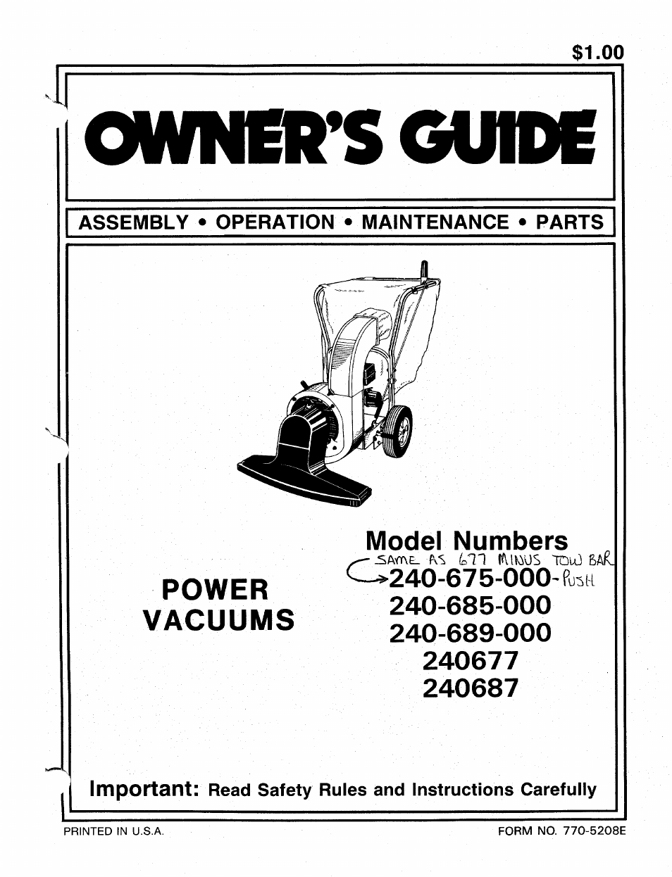 MTD 240-685-000 User Manual | 18 pages