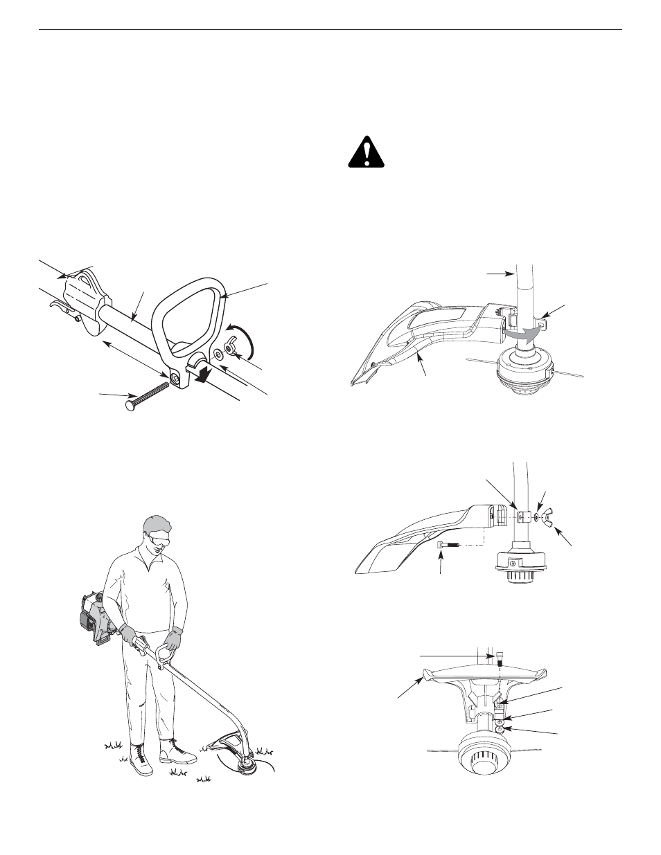 Installation et réglage de la poignée en d, Installation du protecteur d'accessoire de coupe | MTD Y700 User Manual | Page 27 / 64