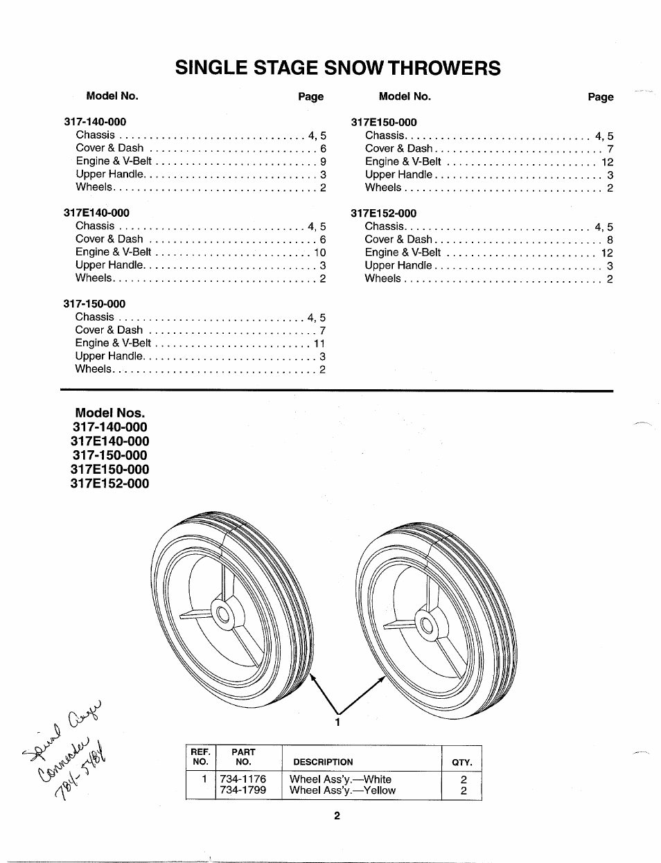 Single stage snow throwers | MTD 317E152-000 User Manual | Page 2 / 12