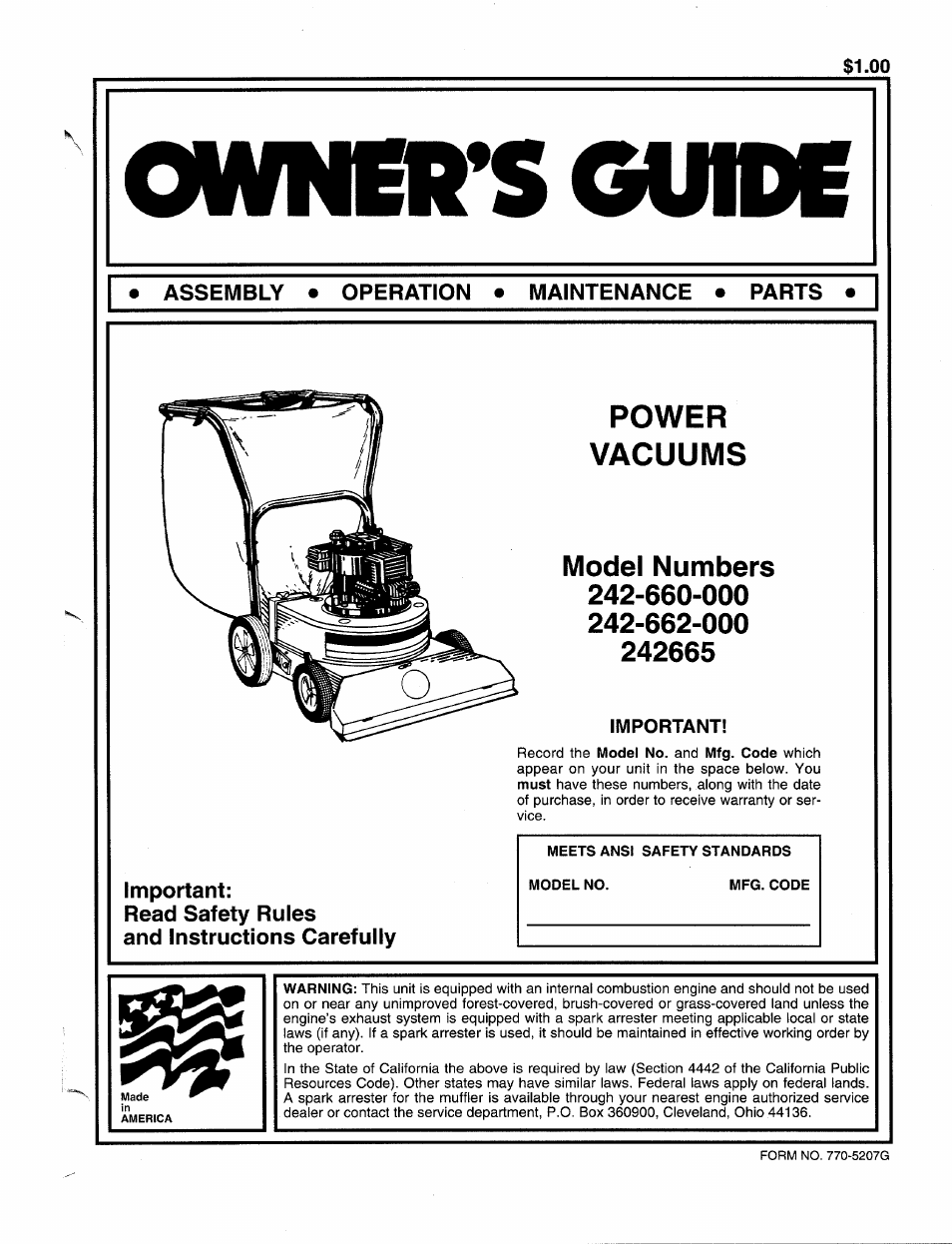 MTD 242-662-000 User Manual | 8 pages