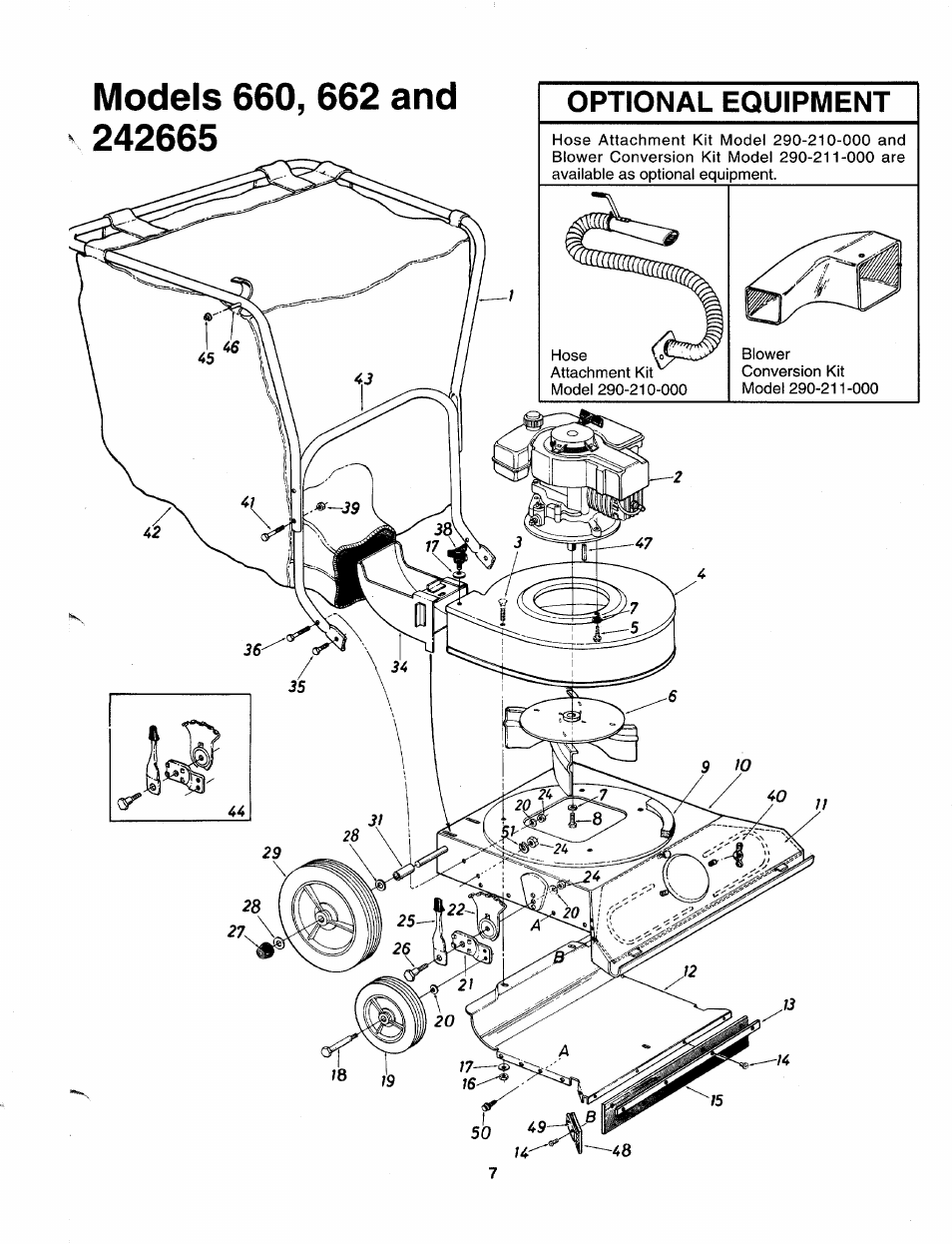 Models 660, 662 and 242665, Optional equtpment | MTD 242-662-000 User Manual | Page 7 / 8