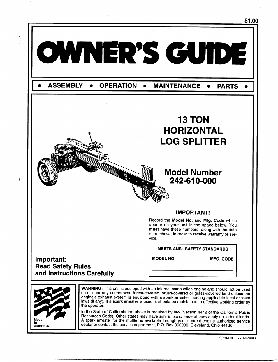 MTD 242-610-000 User Manual | 12 pages