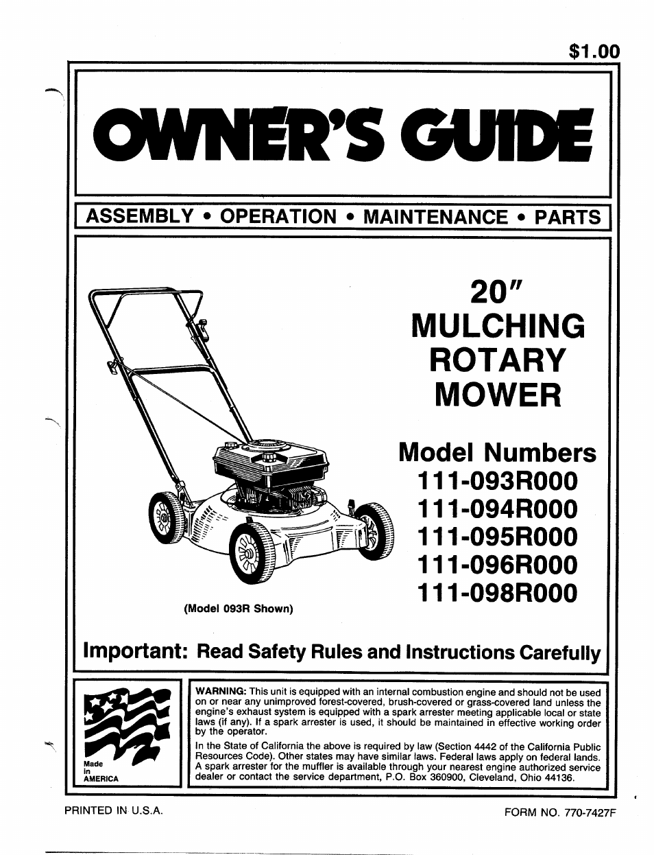 MTD 11-096R000 User Manual | 16 pages