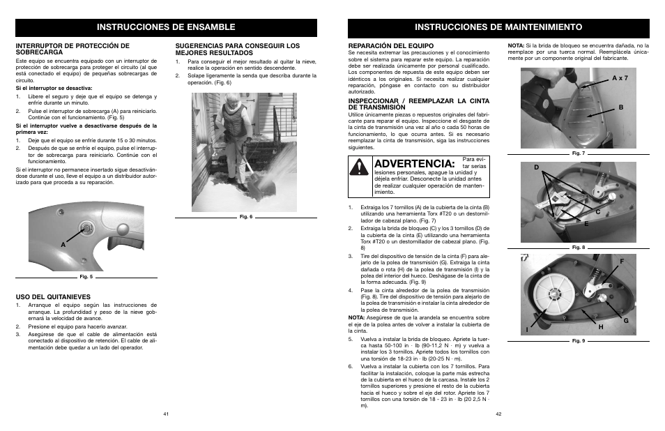 Advertencia | MTD 31A-020-900 User Manual | Page 42 / 50