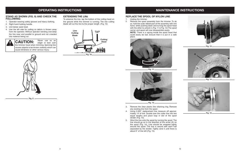 Caution, Operating instructions, Maintenance instructions | MTD 25P User Manual | Page 11 / 50