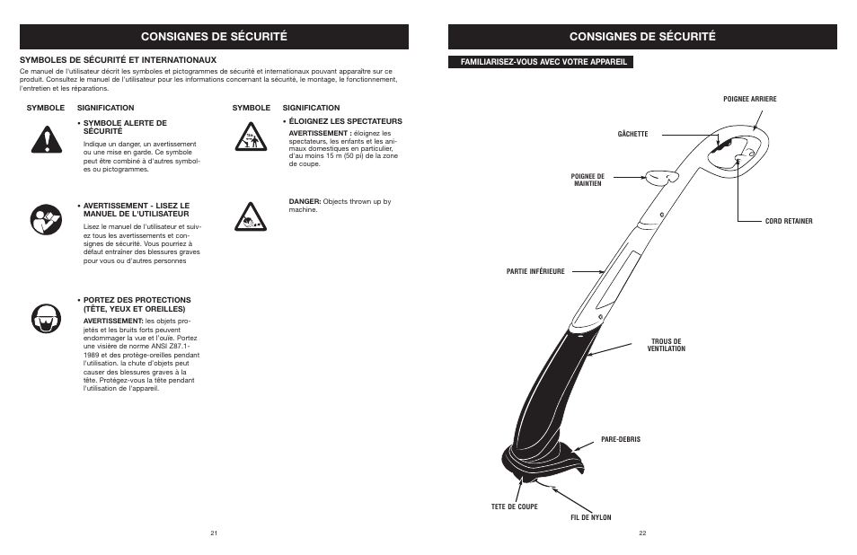 Consignes de sécurité | MTD 25P User Manual | Page 22 / 50