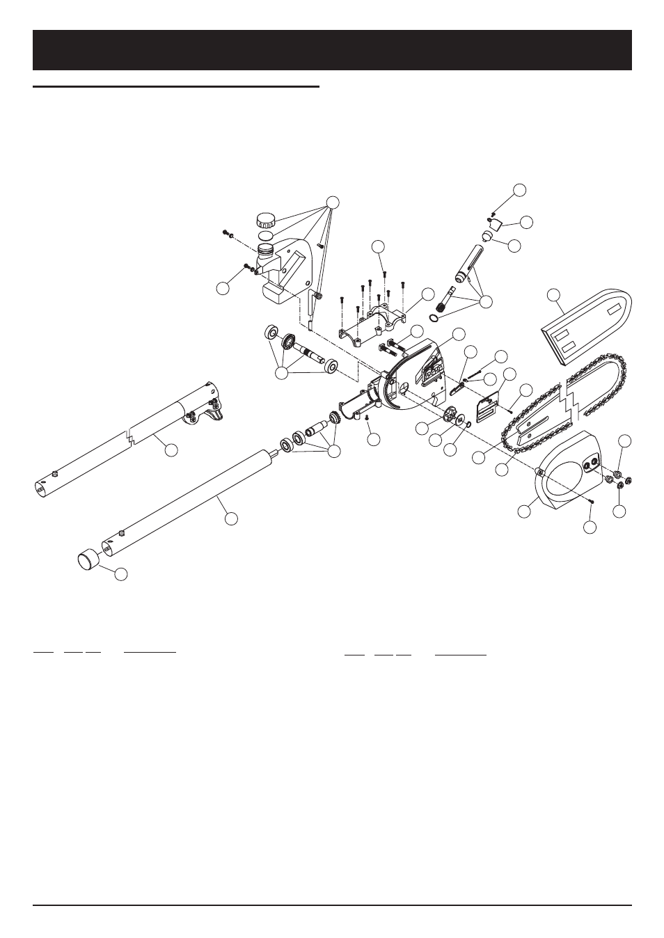 Parts list, Replacement parts - model tbps pole saw add-on | MTD TBPS User Manual | Page 43 / 44