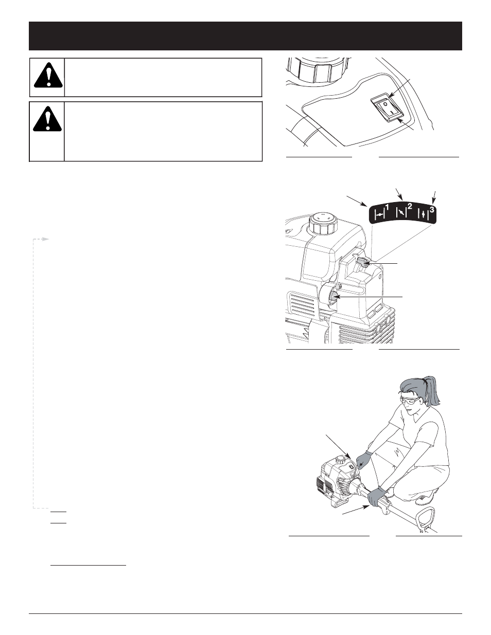 Advertencia, Instrucciones de arranque y apagado | MTD Y765 User Manual | Page 49 / 64