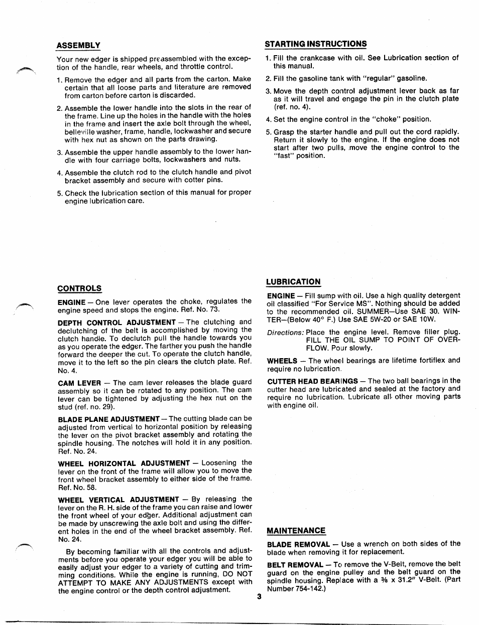 Controls, Lubrication, Maintenance | MTD 244-600A User Manual | Page 3 / 7