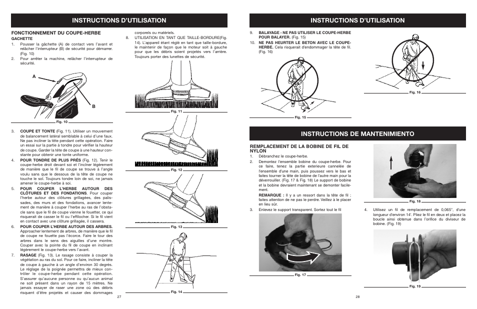 Instructions d’utilisation, Instructions de mantenimiento | MTD YARD MACHINES 599 User Manual | Page 29 / 54