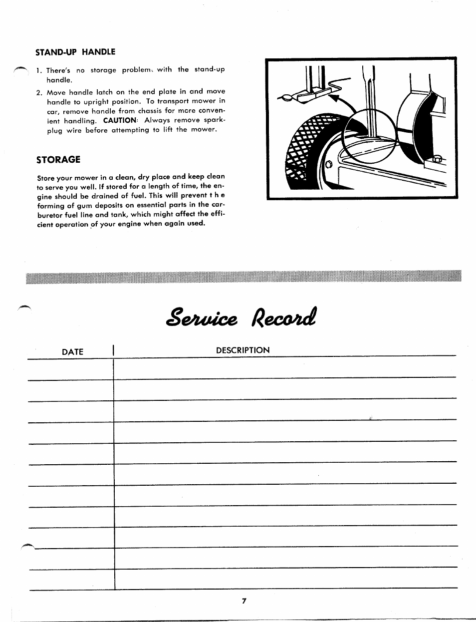 Stand-up handle, Storage | MTD 10710-0 User Manual | Page 7 / 11