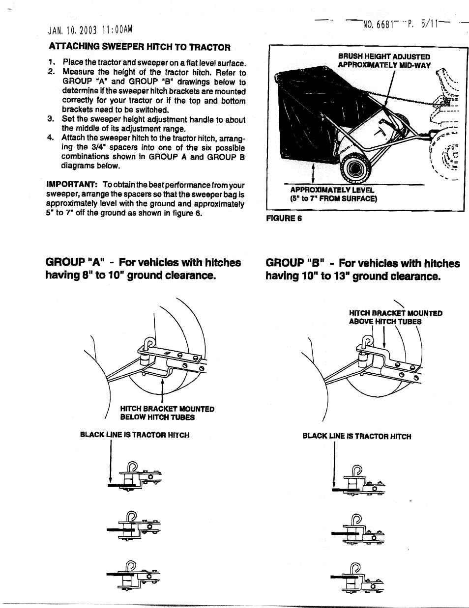Attaching sweeper hitch to tractor | MTD 190-459A-100 User Manual | Page 5 / 11