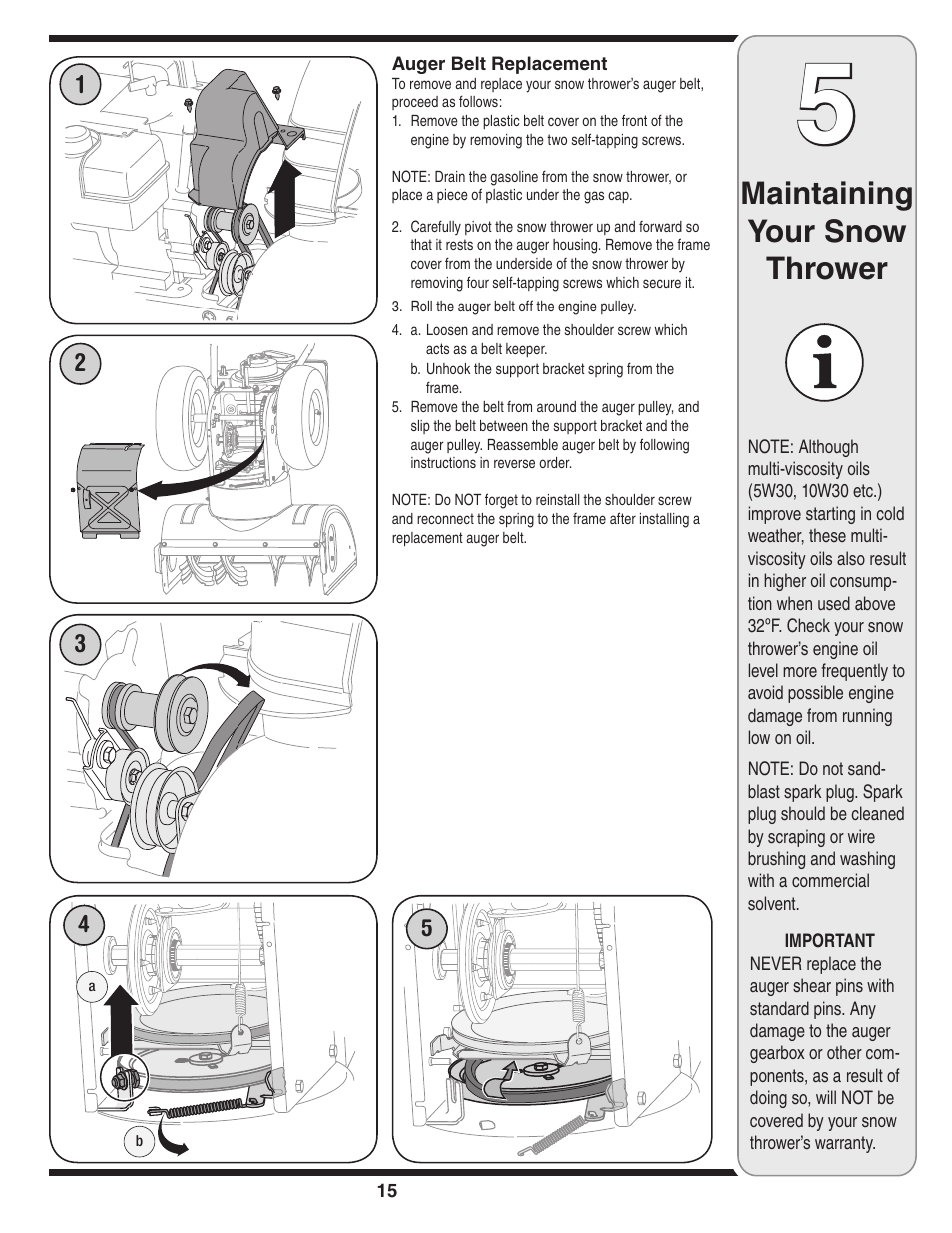 Maintaining your snow thrower | MTD 769-01275C User Manual | Page 15 / 28