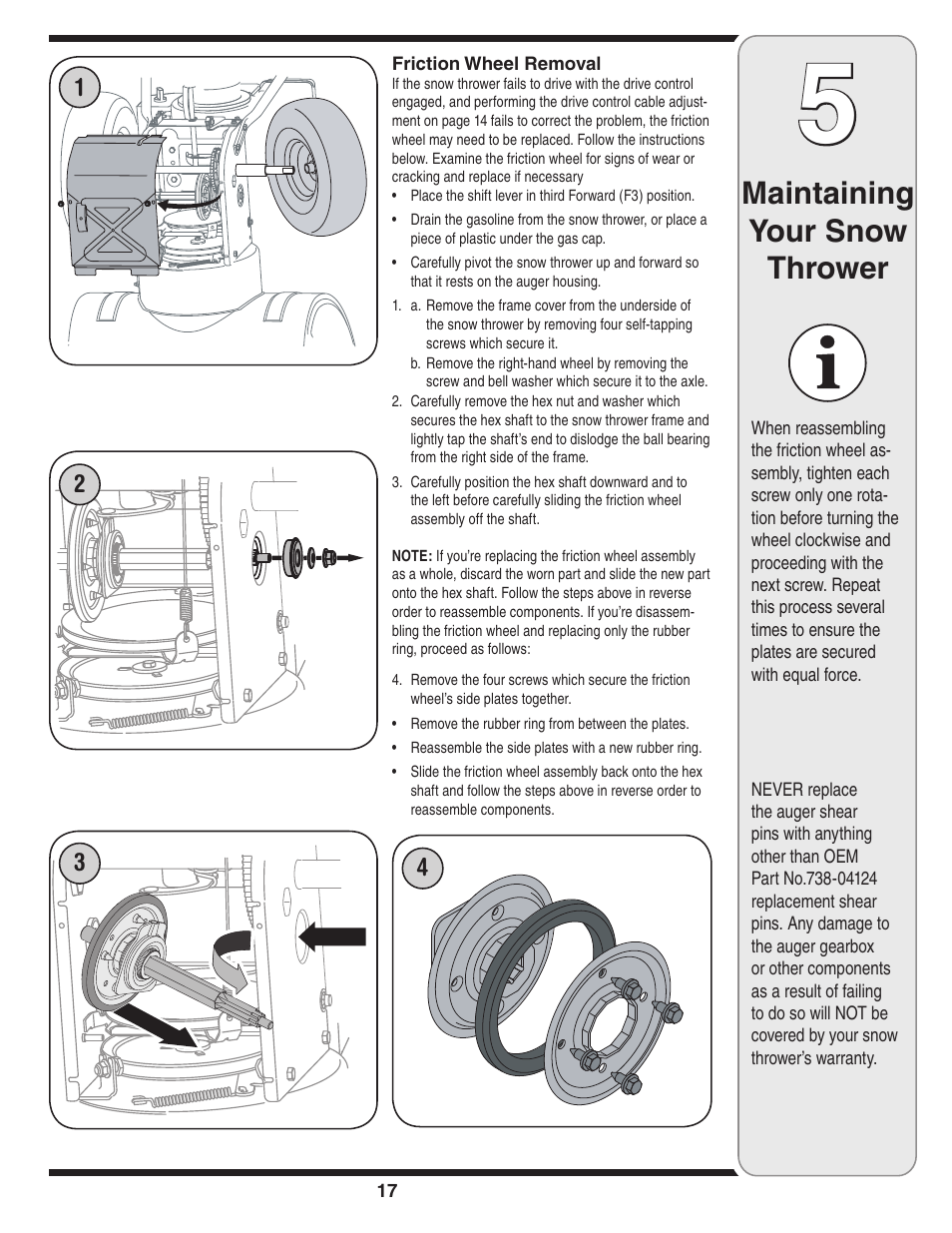 Maintaining your snow thrower | MTD 769-01275C User Manual | Page 17 / 28