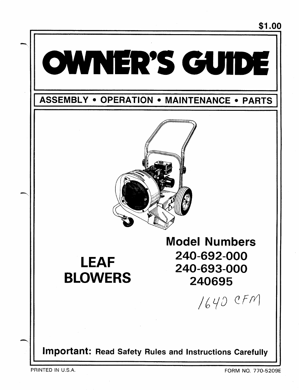 MTD 240-692-000 User Manual | 14 pages