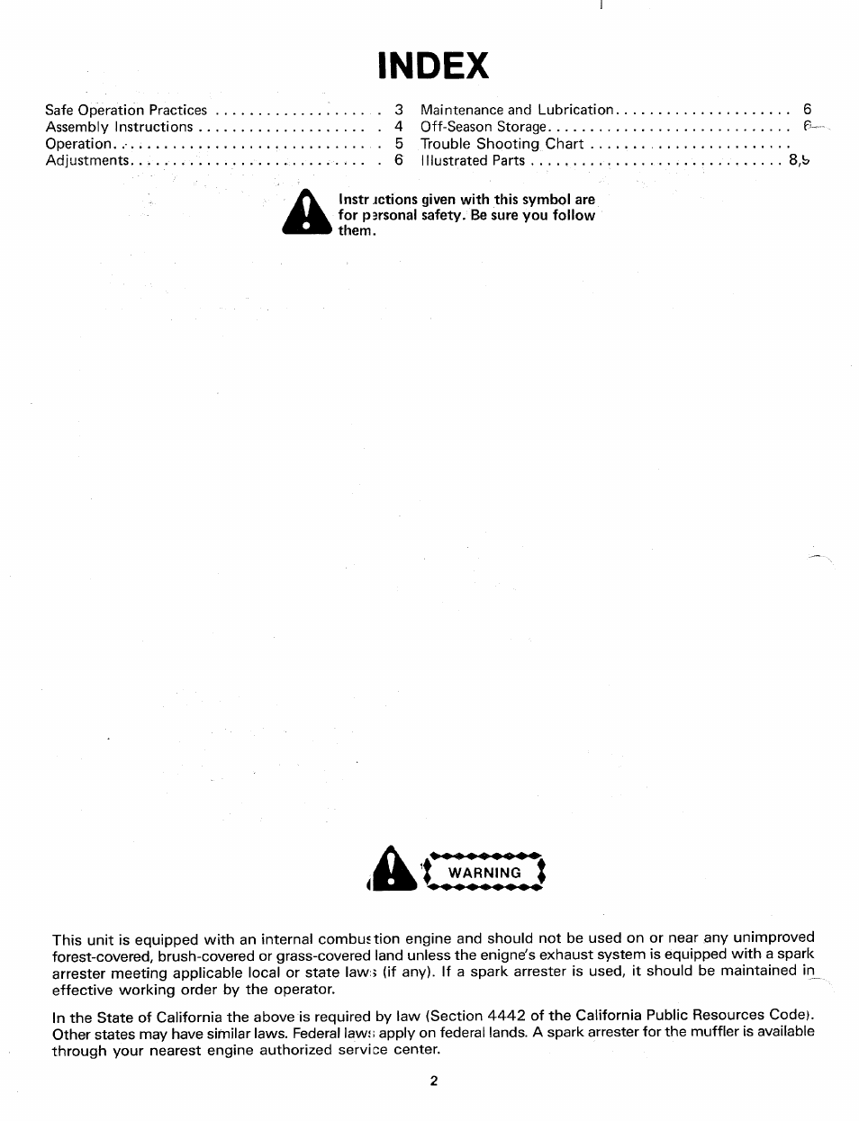 Index | MTD 240-692-000 User Manual | Page 2 / 14