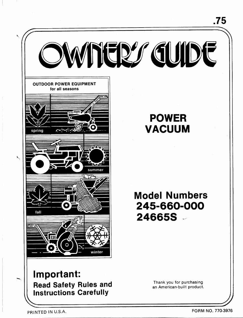 MTD 245-660-000 User Manual | 12 pages