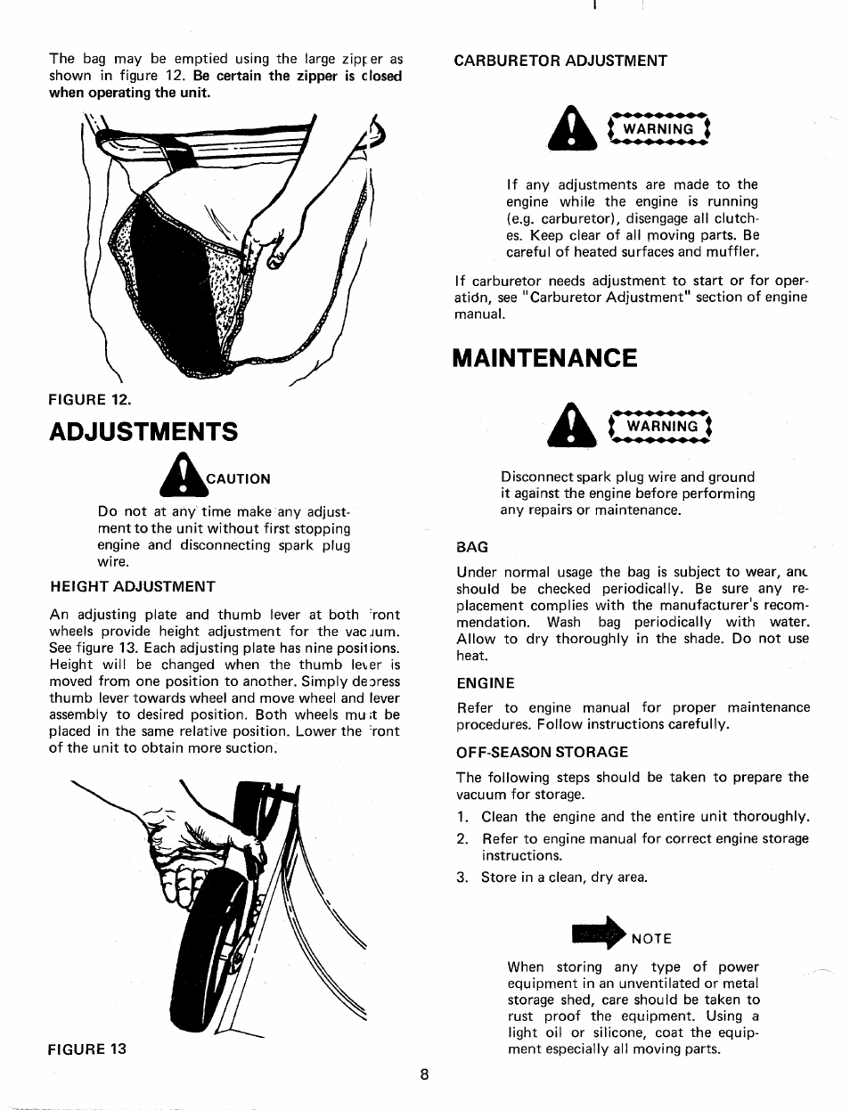 Adjustments, Maintenance | MTD 245-660-000 User Manual | Page 8 / 12