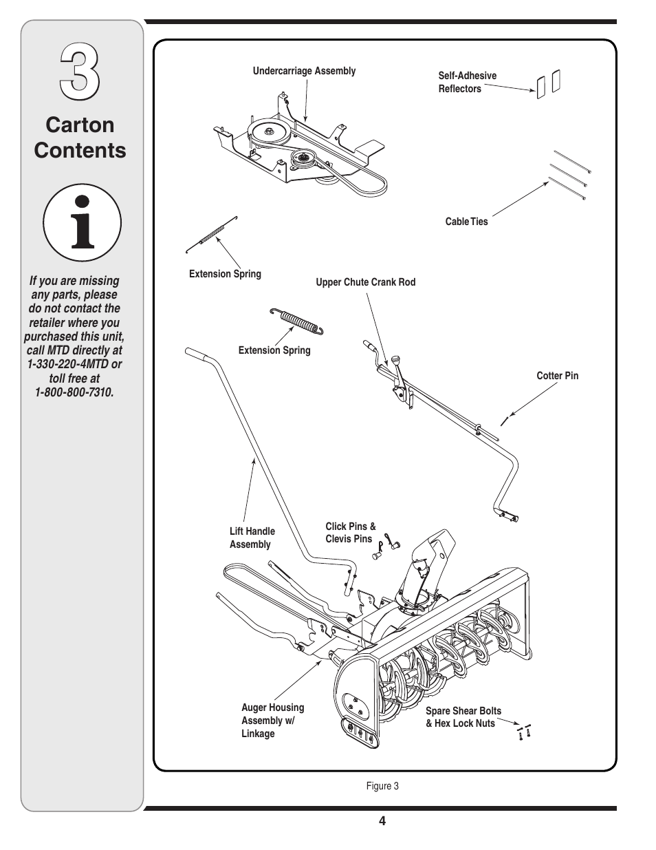 Carton contents | MTD 190-032-101 User Manual | Page 4 / 19