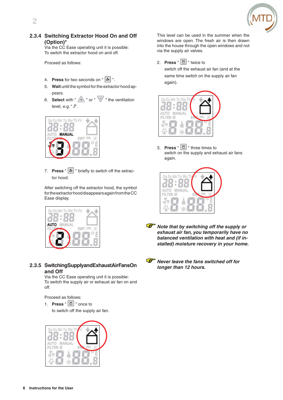 MTD -ERV 350 User Manual | Page 12 / 56