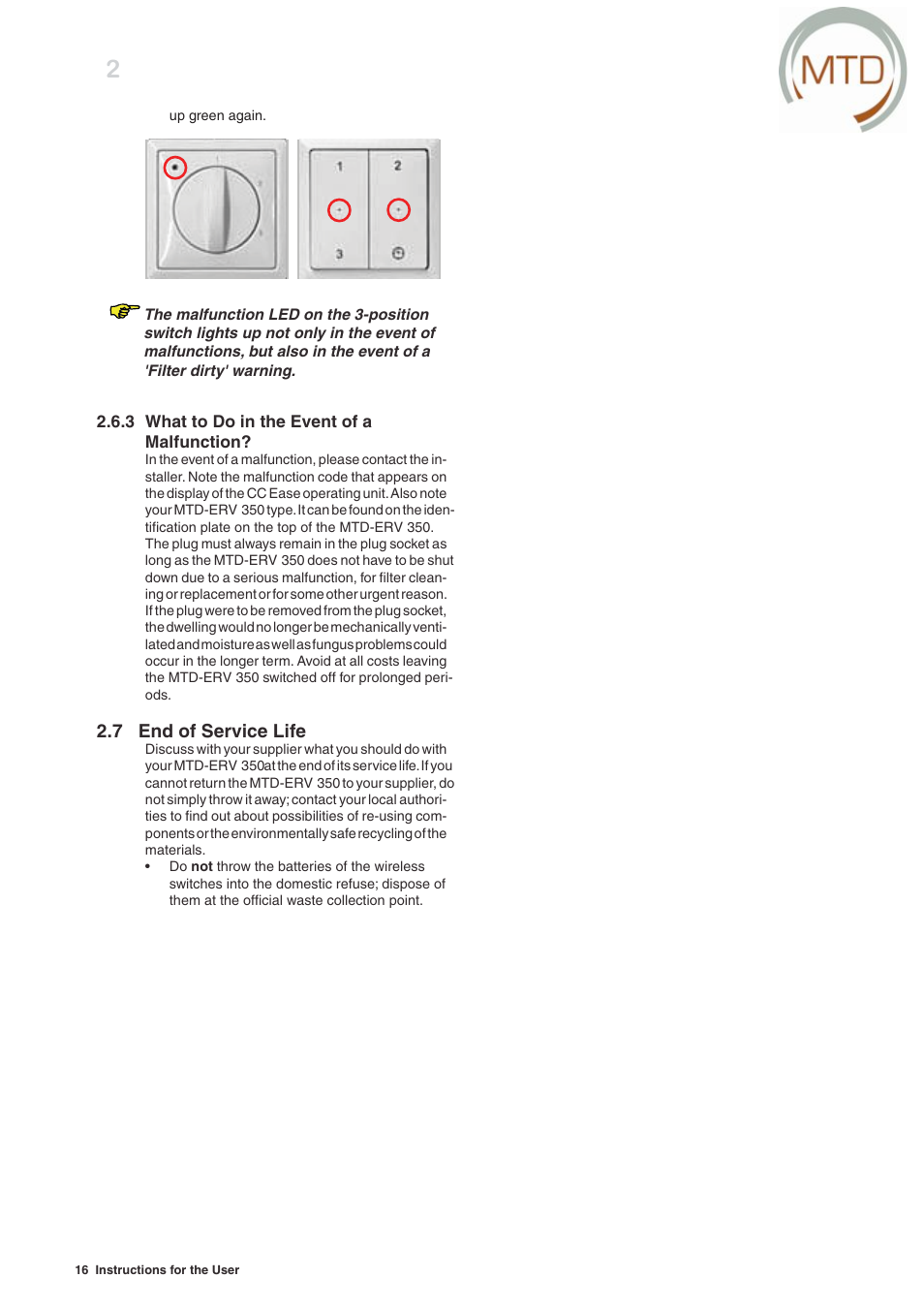 MTD -ERV 350 User Manual | Page 20 / 56