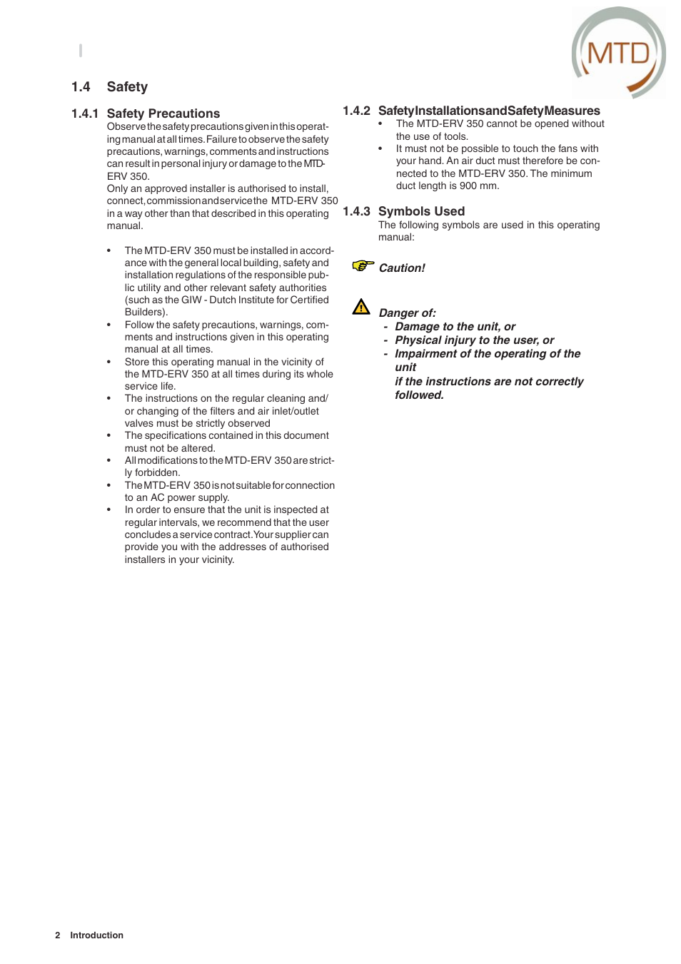 4 safety | MTD -ERV 350 User Manual | Page 6 / 56