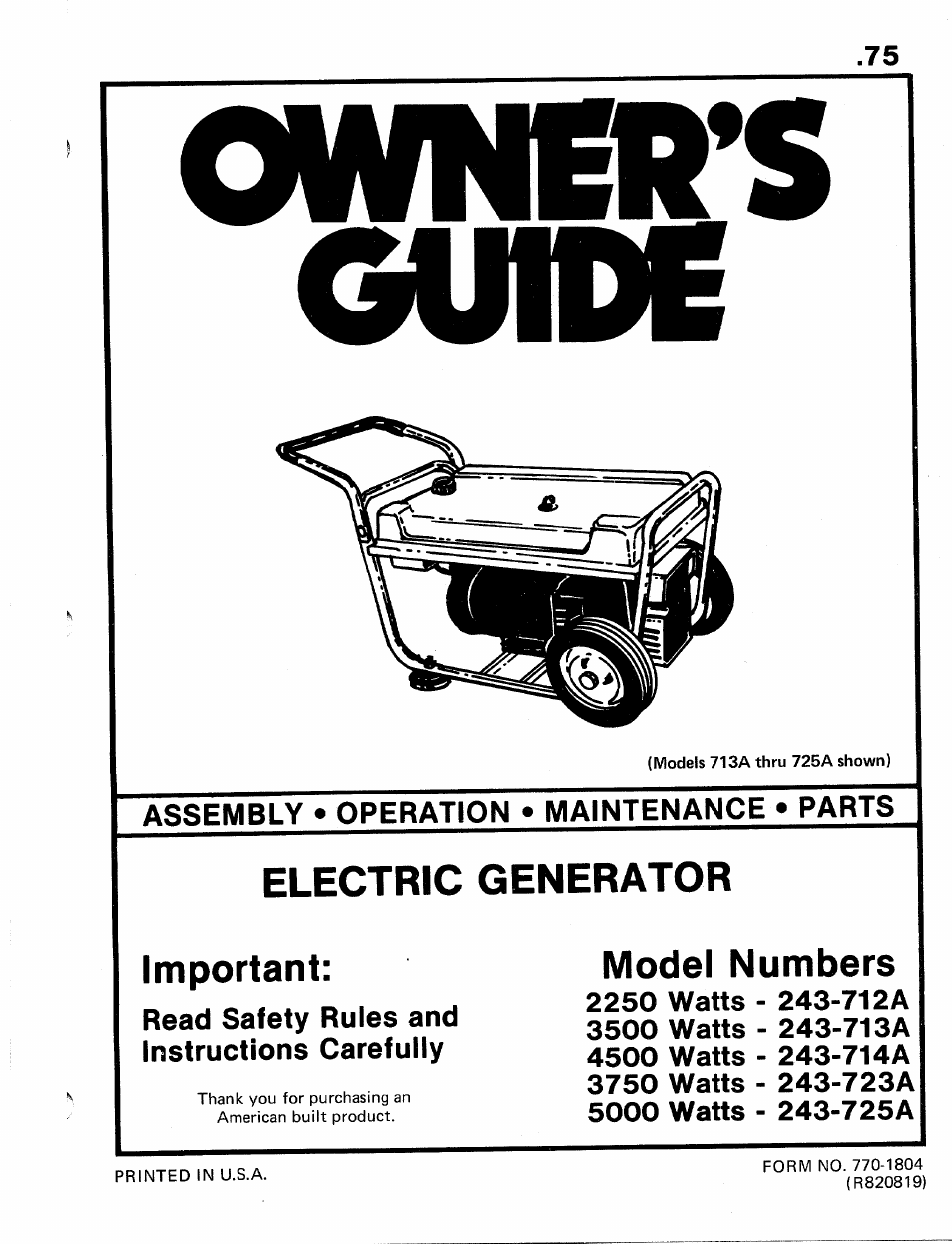 MTD 243-723A User Manual | 8 pages
