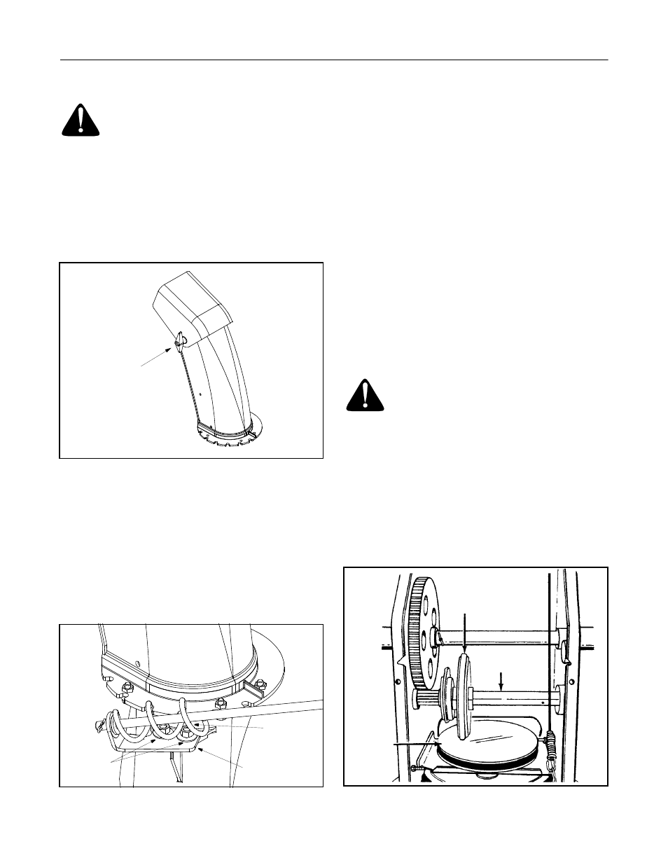 Chute assembly adjustment, Auger control adjustment, Skid shoe adjustment | Traction control adjustment | MTD E663G User Manual | Page 10 / 28