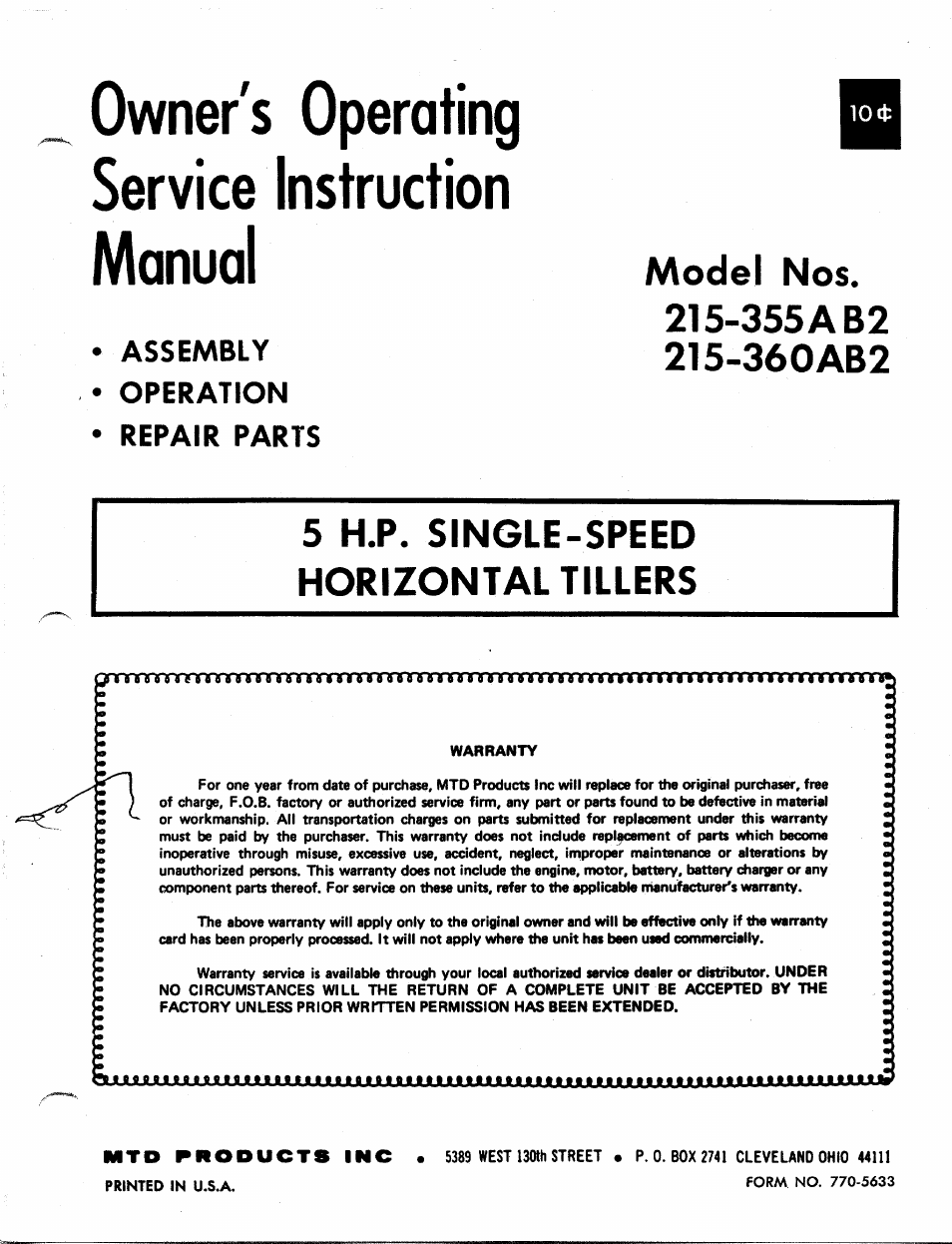 MTD 215-355AB2 User Manual | 14 pages